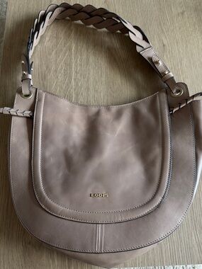Lodis Braided-Handle Shoulder Bag in Taupe